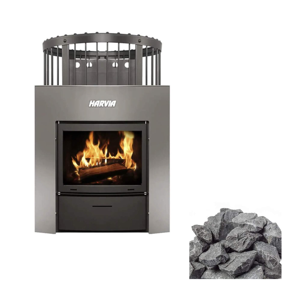 Harvia Legend Duo Wood Burning Sauna Stove/Fireplace Combo With Sauna Stones (SAK30749)