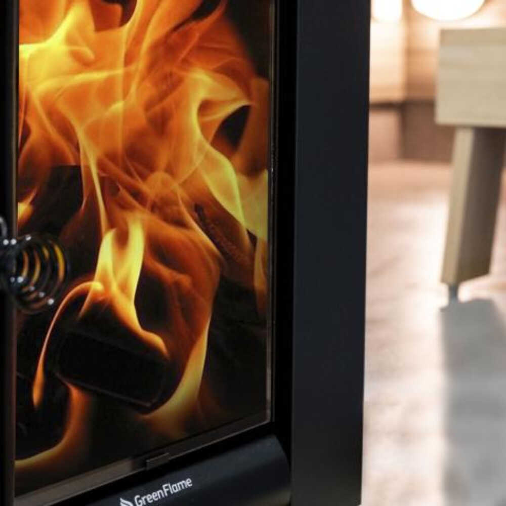 Harvia Greenflame ES 22 Linear Black Wood Sauna Stove With Sauna Stones, 15.7KW [WKLI22GESM] (SAK31692)