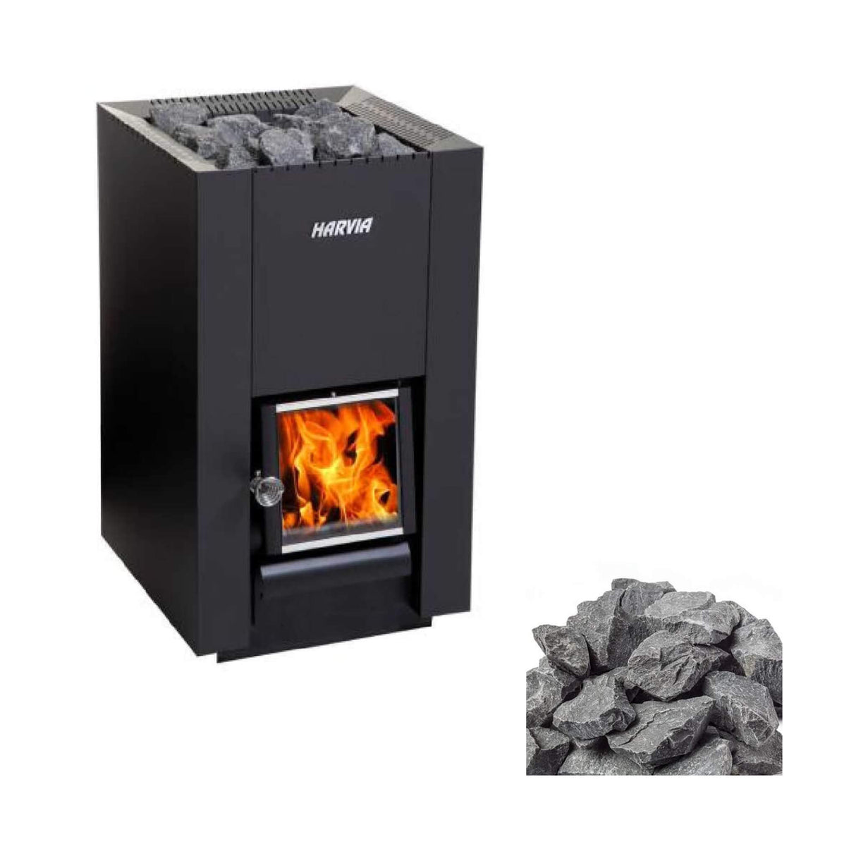 Harvia Linear Black Wood Sauna Stove With Sauna Stones [WK16/20/28OC] (SAK15368)