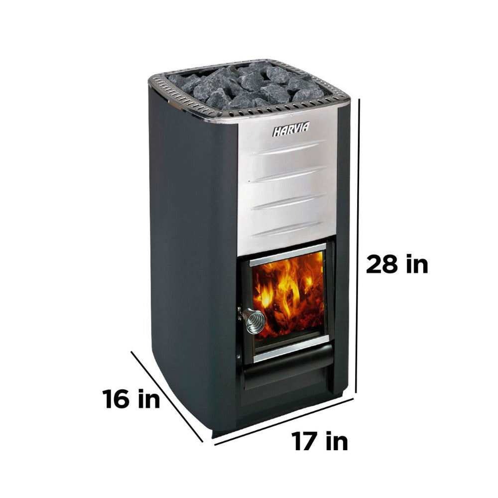 Harvia M3 Premium Wood-Burning Sauna Heater Stove With Sauna Stones, 16.5KW [WKM3] (SAK41720)