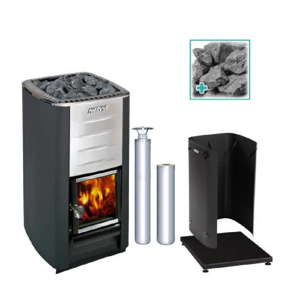 Harvia M3 Premium Wood-Burning Sauna Stove Kit [M3 STOVE KIT SS] (SAK19523)