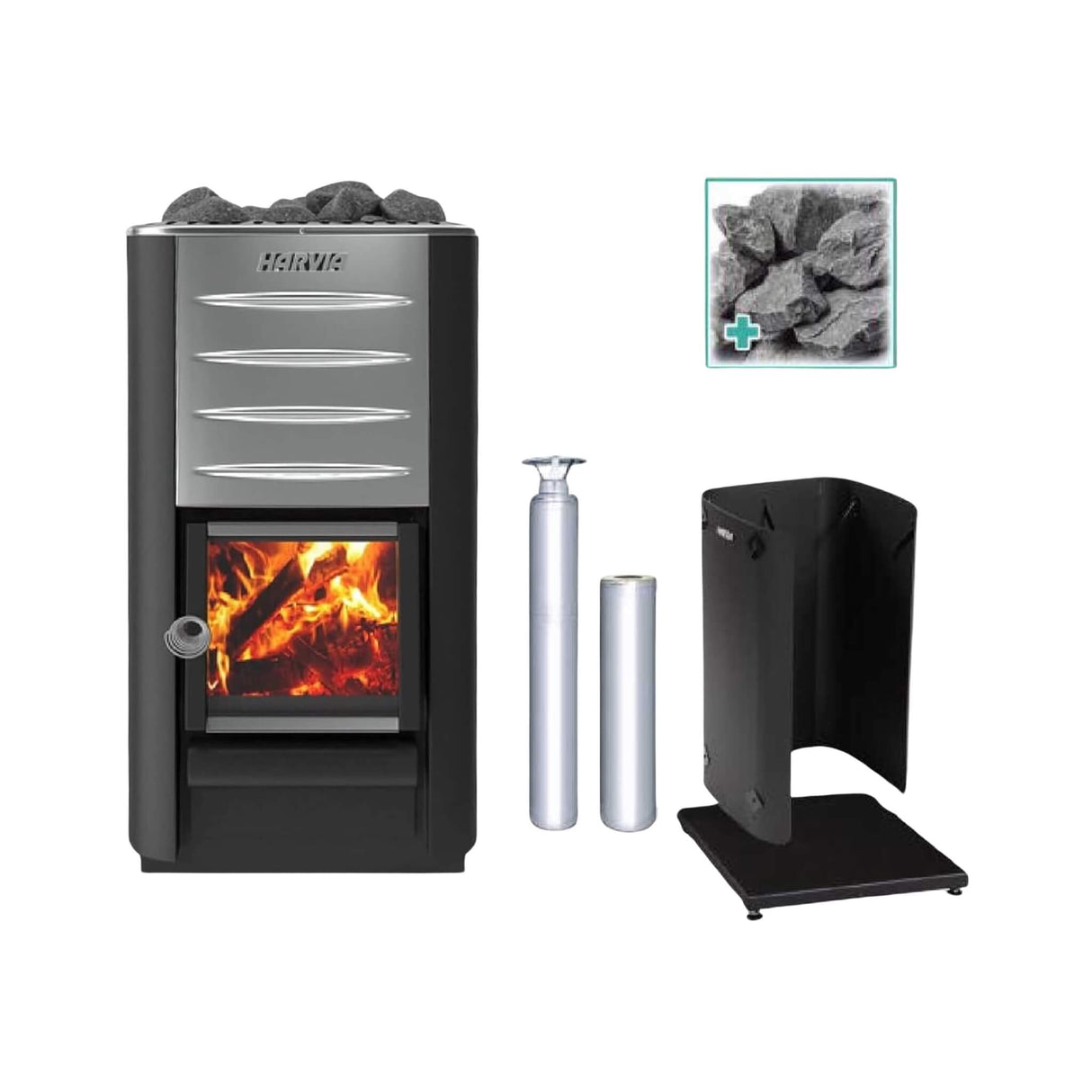 Harvia M3 Premium Wood-Burning Sauna Stove Kit [M3 STOVE KIT SS] (SAK19523)