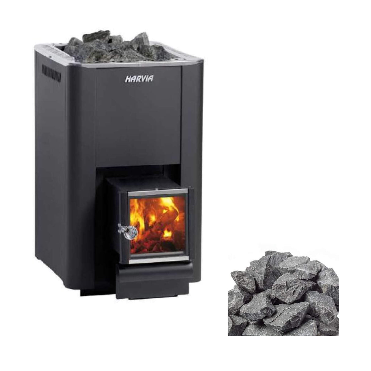 Harvia Pro 20 SL Wood Burning Sauna Stove With Exterior Feed & Sauna Stones, 24.1 KW [WK200SL] (SAK73985)