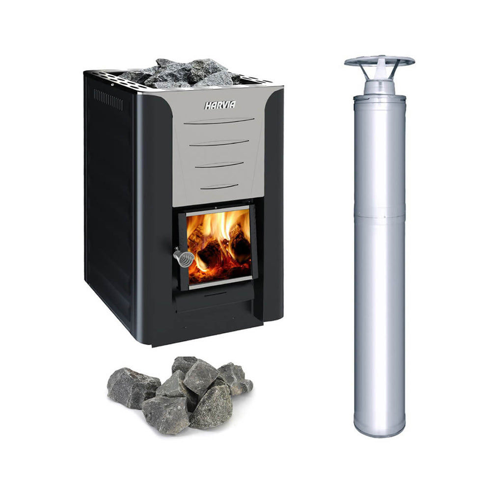 Harvia Pro 20 Premium Wood Burning Sauna Heater & Chimney Kit [WK200] (SAK15748)