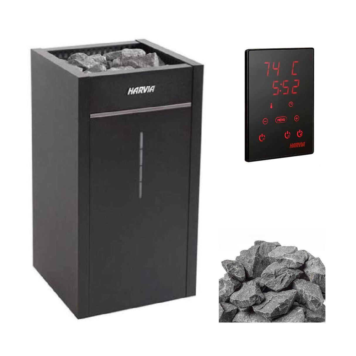 Harvia Virta Combi HL Electric Sauna Heater With Xenio Series Digital Control & Sauna Stones (SAK38527)