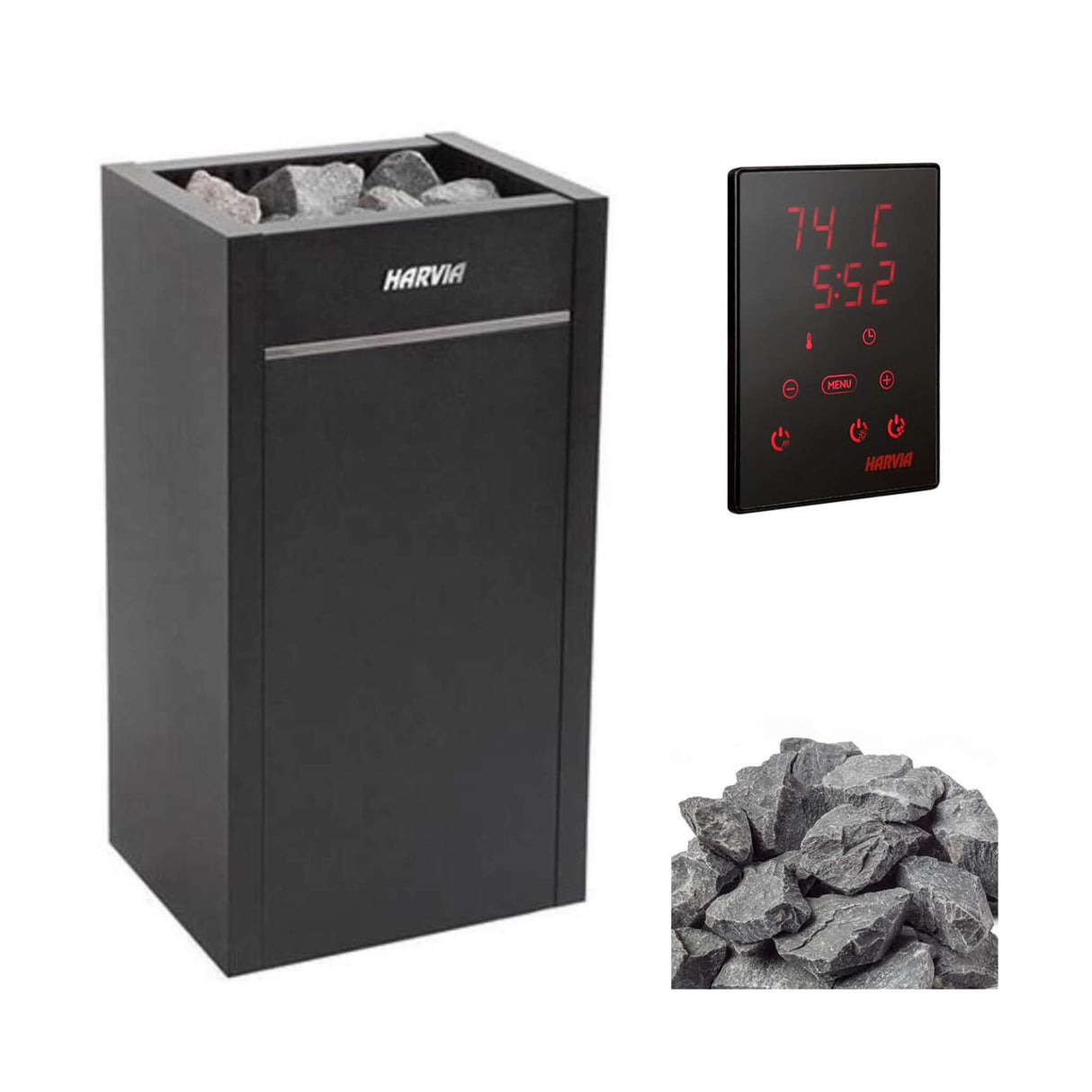 Harvia Virta HL Series Freestanding Electric Sauna Heater With Xenio Series Digital Control & Sauna Stones [HL60/80/90/110E] (SAK57630)