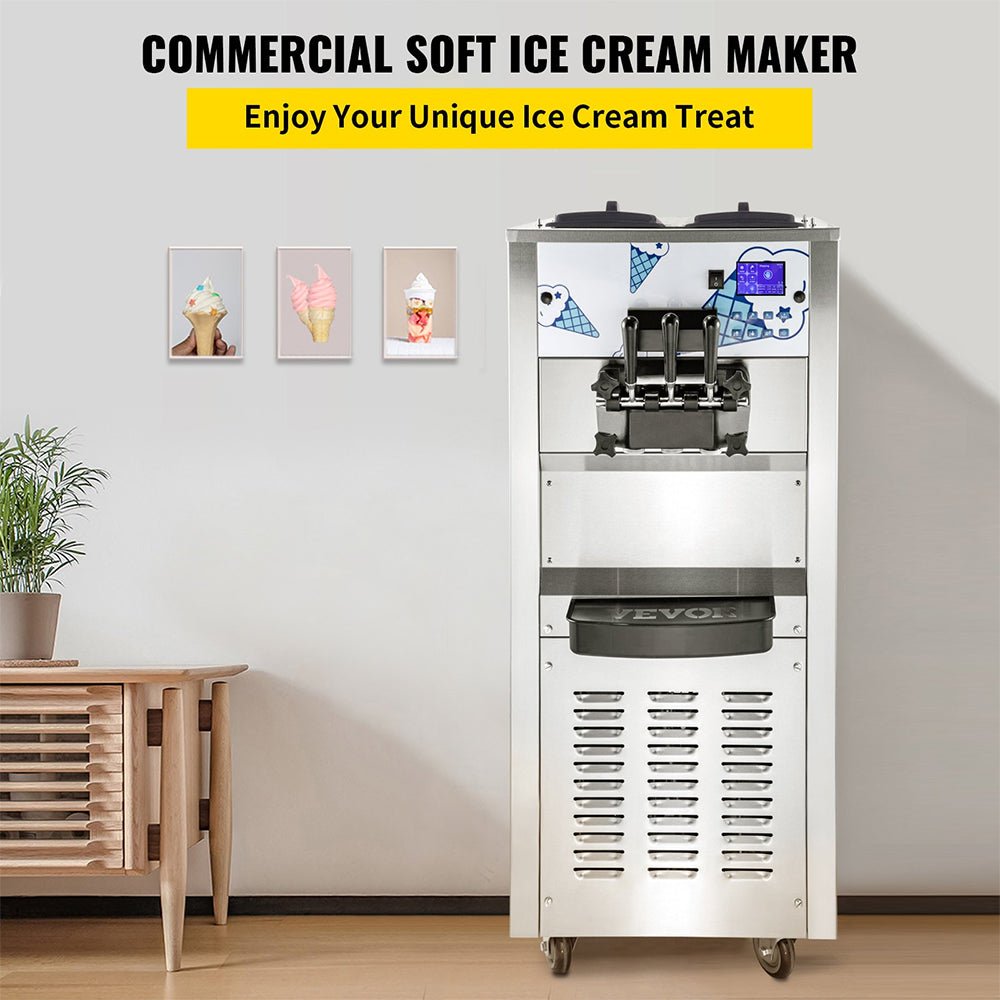 Heavy Duty Commercial Two Hopper Soft Serve Ice Cream Machine With LCD Panel, 2500W (95372618)