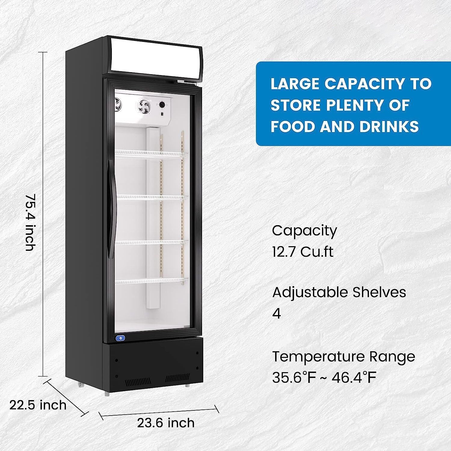 Heavy Duty Industrial Glass Door Beverage Merchandiser Refrigerator Cooler, 11 Cu.Ft (96804571)