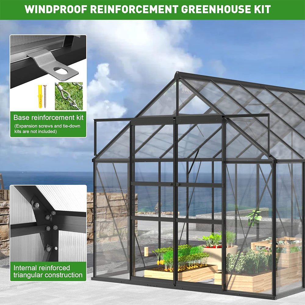 [08x12FT] Heavy Duty Large Premium Aluminum Outdoor Polycarbonate Walk-In Greenhouse W/ Sliding Doors (91842753)
