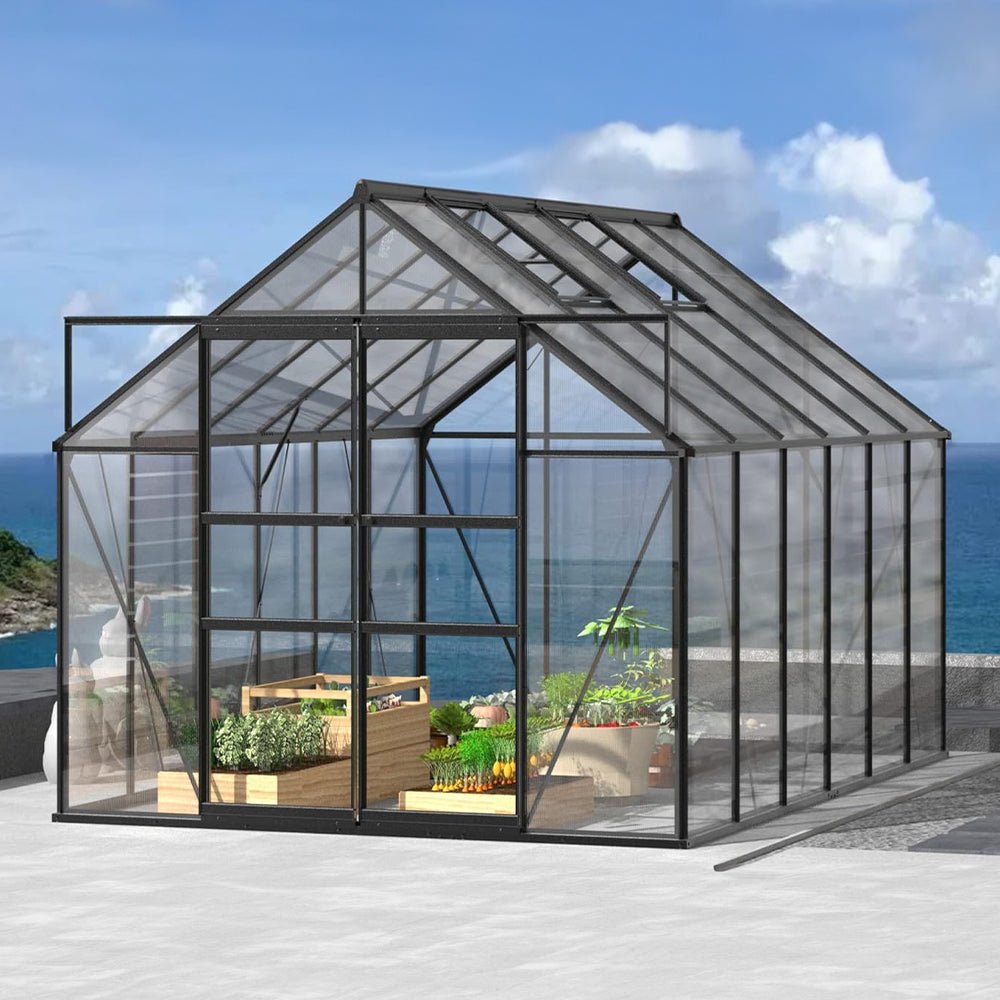 [08x12FT] Heavy Duty Large Premium Aluminum Outdoor Polycarbonate Walk-In Greenhouse W/ Sliding Doors (91842753)