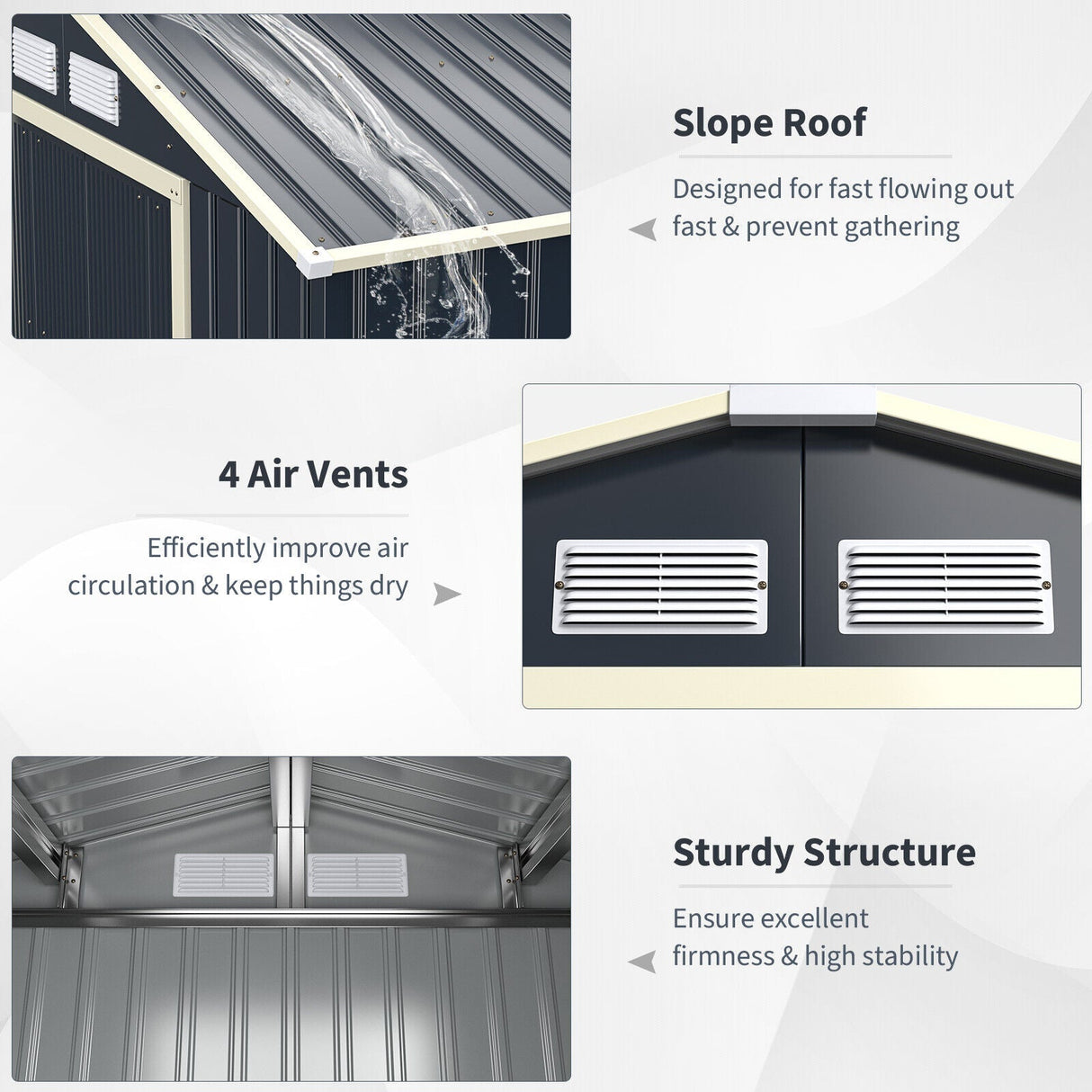 Heavy Duty Outdoor Metal Garden Tool Shed W/ Lockable Sliding Doors, 11' x 10' (95081295)