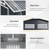 Heavy Duty Outdoor Metal Garden Tool Shed W/ Lockable Sliding Doors, 11' x 10' (95081295)
