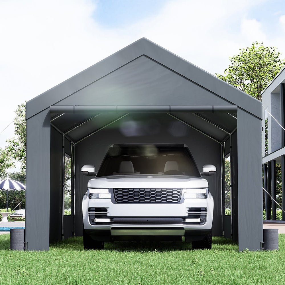 [12x20FT] Heavy Duty Outdoor Premium Garage Tarp Canopy Shelter W/ Removable Sidewalls