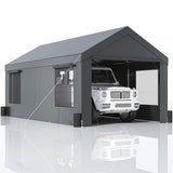 [12x20FT] Heavy Duty Outdoor Premium Garage Tarp Canopy Shelter W/ Removable Sidewalls