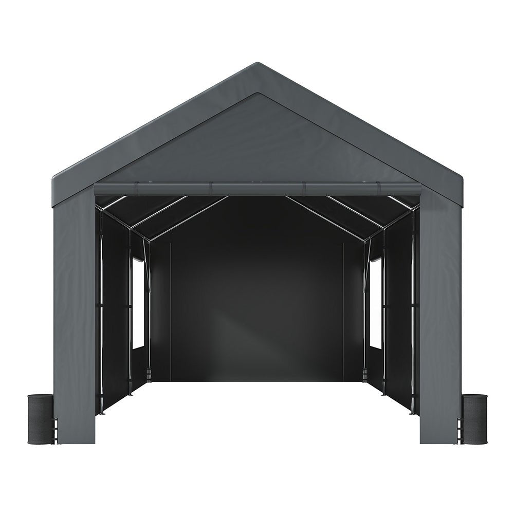 [12x20FT] Heavy Duty Outdoor Premium Garage Tarp Canopy Shelter W/ Removable Sidewalls