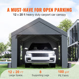 [12x20FT] Heavy Duty Outdoor Premium Garage Tarp Canopy Shelter W/ Removable Sidewalls