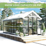 [08x16FT] Heavy Duty Outdoor Walk-In Polycarbonate Patio Greenhouse With Double Swing Doors (94826153)