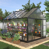[10x12FT] Heavy Duty Outdoor Walk-In Polycarbonate Patio Greenhouse With Sliding Doors & Vents