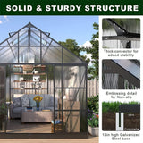 [10x12FT] Heavy Duty Outdoor Walk-In Polycarbonate Patio Greenhouse With Sliding Doors & Vents