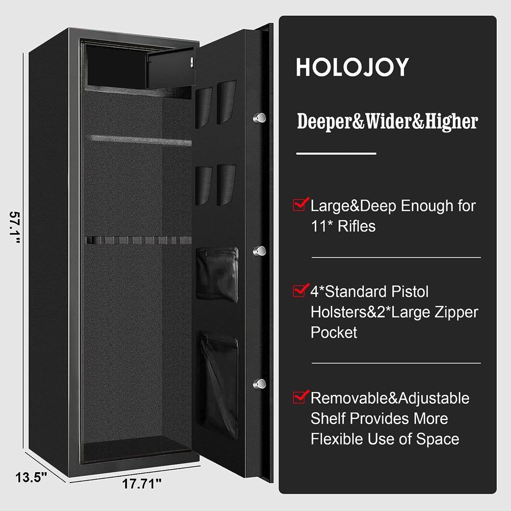 57 Inch High Capacity Extra Large Biometric Home Gun Safe W/ Inner Lockbox For Rifles & Pistols (93516472)