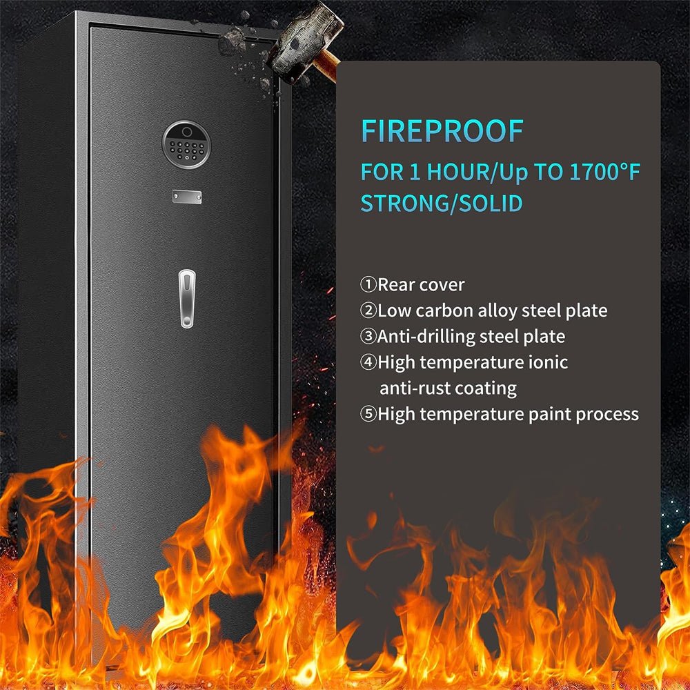 57 Inch High Capacity Extra Large Biometric Home Gun Safe W/ Inner Lockbox For Rifles & Pistols (93516472)