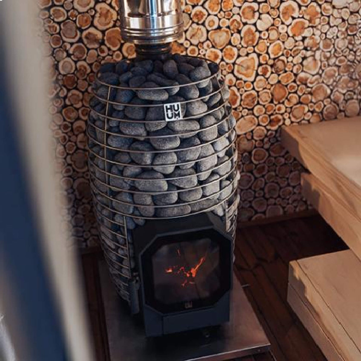 Huum Hive Flow Mini LS 8.5KW Wood-Burning Sauna Stove With Firebox Extension & Sauna Stones [H1018012] (SAK60257)