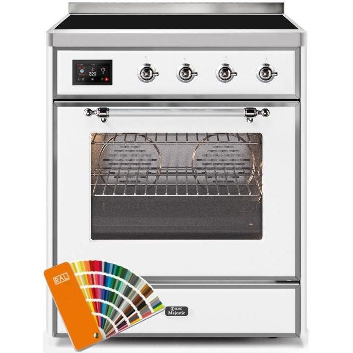 ILVE 30" Majestic II Series Freestanding Electric Single Oven Range with 4 Elements, Triple Glass Cool Door, Convection Oven, TFT Oven Control Display and Child Lock (UMI30NE3)