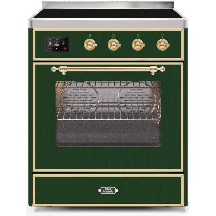 ILVE 30" Majestic II Series Freestanding Electric Single Oven Range with 4 Elements, Triple Glass Cool Door, Convection Oven, TFT Oven Control Display and Child Lock (UMI30NE3)