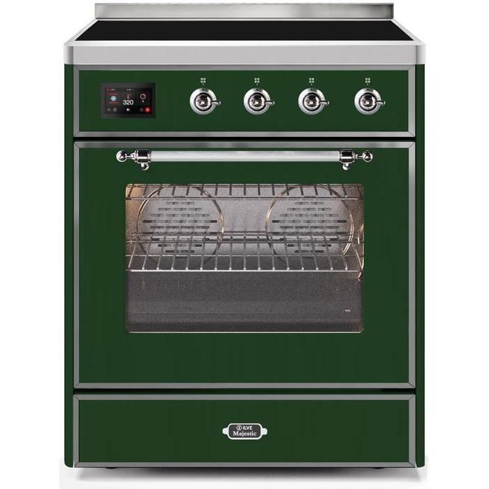 ILVE 30" Majestic II Series Freestanding Electric Single Oven Range with 4 Elements, Triple Glass Cool Door, Convection Oven, TFT Oven Control Display and Child Lock (UMI30NE3)