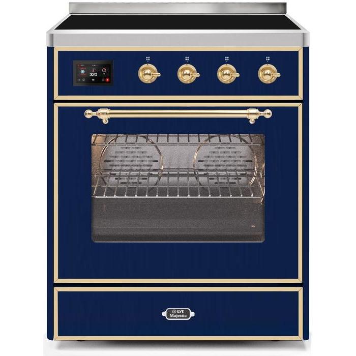 ILVE 30" Majestic II Series Freestanding Electric Single Oven Range with 4 Elements, Triple Glass Cool Door, Convection Oven, TFT Oven Control Display and Child Lock (UMI30NE3)