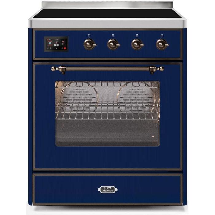 ILVE 30" Majestic II Series Freestanding Electric Single Oven Range with 4 Elements, Triple Glass Cool Door, Convection Oven, TFT Oven Control Display and Child Lock (UMI30NE3)