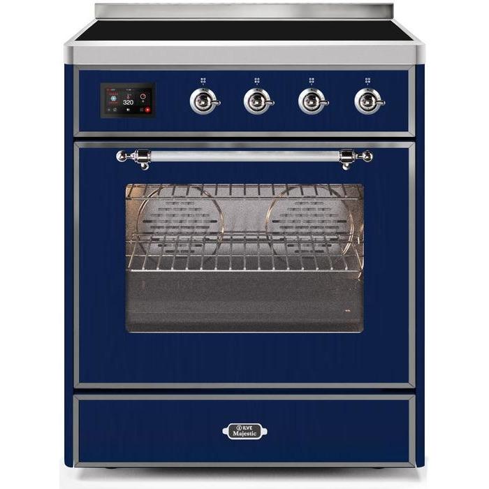 ILVE 30" Majestic II Series Freestanding Electric Single Oven Range with 4 Elements, Triple Glass Cool Door, Convection Oven, TFT Oven Control Display and Child Lock (UMI30NE3)