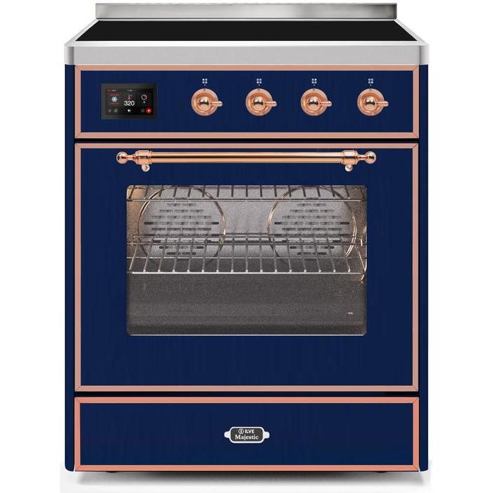 ILVE 30" Majestic II Series Freestanding Electric Single Oven Range with 4 Elements, Triple Glass Cool Door, Convection Oven, TFT Oven Control Display and Child Lock (UMI30NE3)