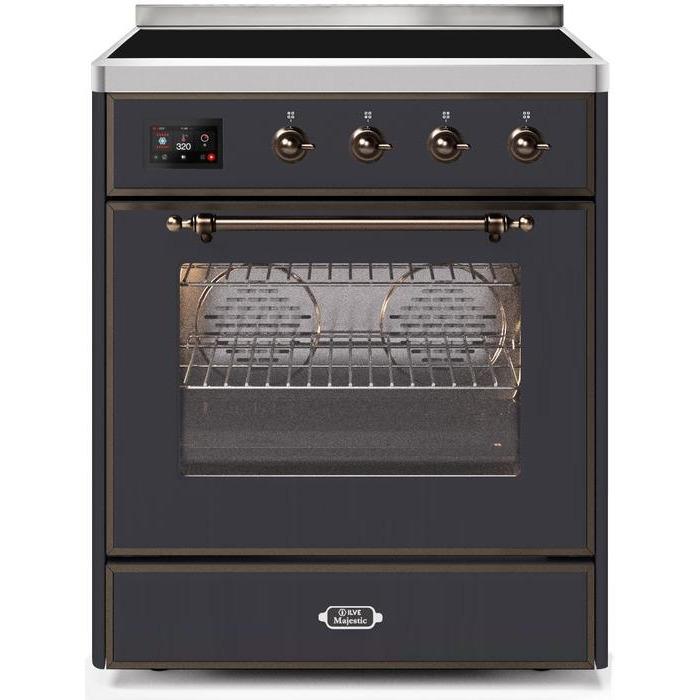ILVE 30" Majestic II Series Freestanding Electric Single Oven Range with 4 Elements, Triple Glass Cool Door, Convection Oven, TFT Oven Control Display and Child Lock (UMI30NE3)