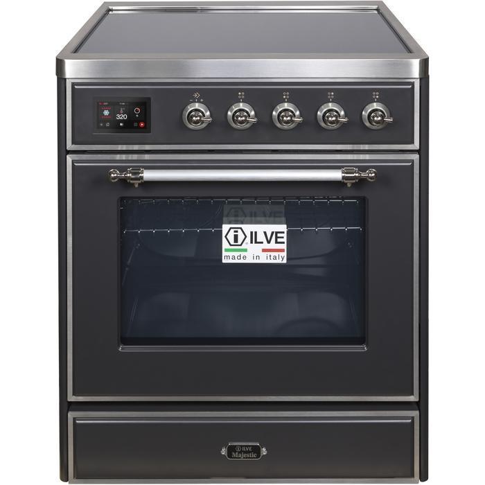 ILVE 30" Majestic II Series Freestanding Electric Single Oven Range with 4 Elements, Triple Glass Cool Door, Convection Oven, TFT Oven Control Display and Child Lock (UMI30NE3)