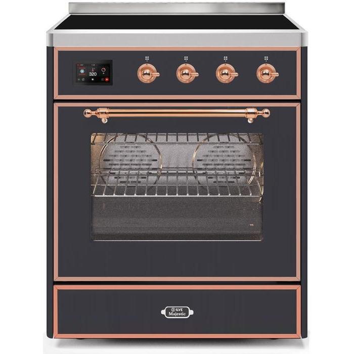 ILVE 30" Majestic II Series Freestanding Electric Single Oven Range with 4 Elements, Triple Glass Cool Door, Convection Oven, TFT Oven Control Display and Child Lock (UMI30NE3)