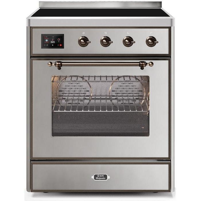 ILVE 30" Majestic II Series Freestanding Electric Single Oven Range with 4 Elements, Triple Glass Cool Door, Convection Oven, TFT Oven Control Display and Child Lock (UMI30NE3)
