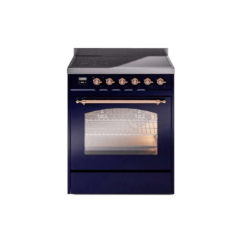 ILVE 30" Nostalgie II Series Freestanding Electric Double Oven Range with 5 Elements, Triple Glass Cool Door, Convection Oven, TFT Oven Control Display and Child Lock UPI304NMP