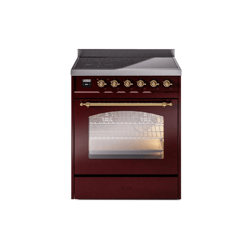 ILVE 30" Nostalgie II Series Freestanding Electric Double Oven Range with 5 Elements, Triple Glass Cool Door, Convection Oven, TFT Oven Control Display and Child Lock UPI304NMP