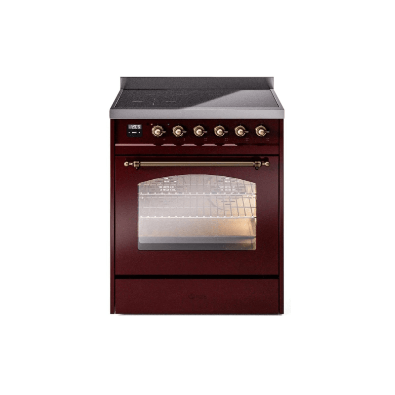 ILVE 30" Nostalgie II Series Freestanding Electric Double Oven Range with 5 Elements, Triple Glass Cool Door, Convection Oven, TFT Oven Control Display and Child Lock UPI304NMP