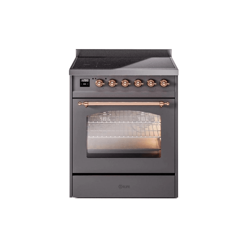 ILVE 30" Nostalgie II Series Freestanding Electric Double Oven Range with 5 Elements, Triple Glass Cool Door, Convection Oven, TFT Oven Control Display and Child Lock UPI304NMP