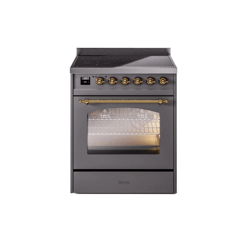 ILVE 30" Nostalgie II Series Freestanding Electric Double Oven Range with 5 Elements, Triple Glass Cool Door, Convection Oven, TFT Oven Control Display and Child Lock UPI304NMP