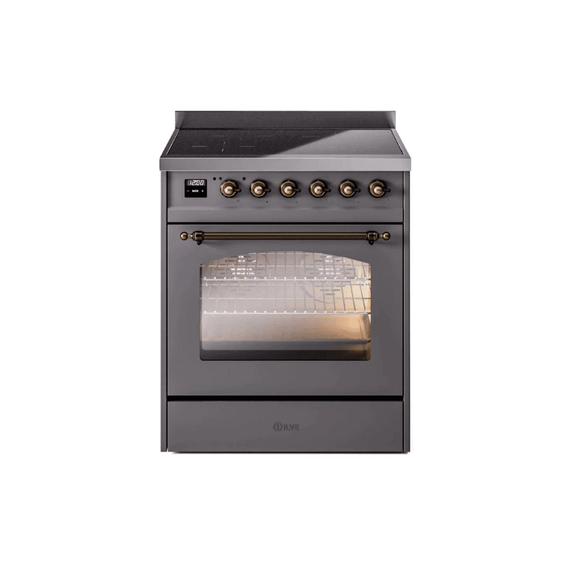 ILVE 30" Nostalgie II Series Freestanding Electric Double Oven Range with 5 Elements, Triple Glass Cool Door, Convection Oven, TFT Oven Control Display and Child Lock UPI304NMP