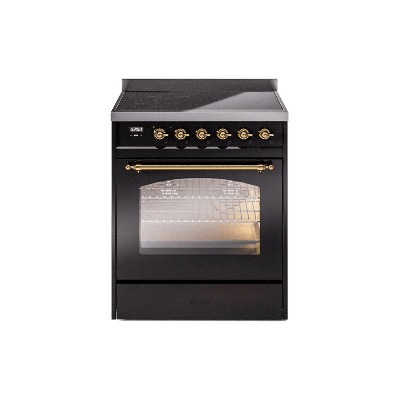 ILVE 30" Nostalgie II Series Freestanding Electric Double Oven Range with 5 Elements, Triple Glass Cool Door, Convection Oven, TFT Oven Control Display and Child Lock UPI304NMP