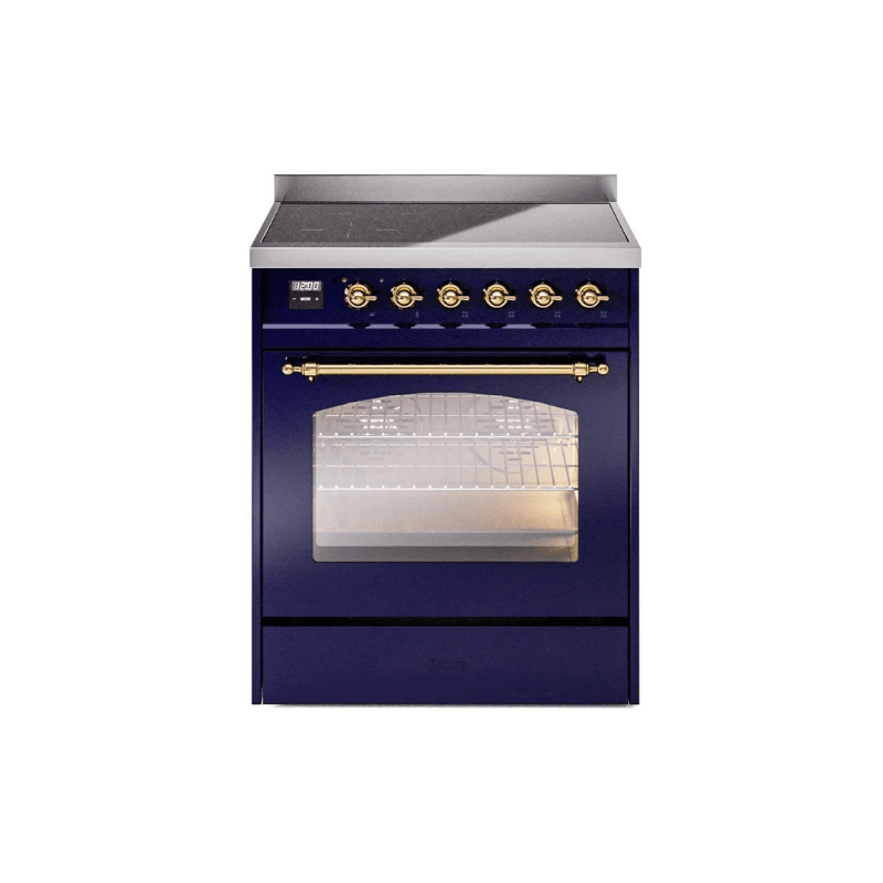 ILVE 30" Nostalgie II Series Freestanding Electric Double Oven Range with 5 Elements, Triple Glass Cool Door, Convection Oven, TFT Oven Control Display and Child Lock UPI304NMP