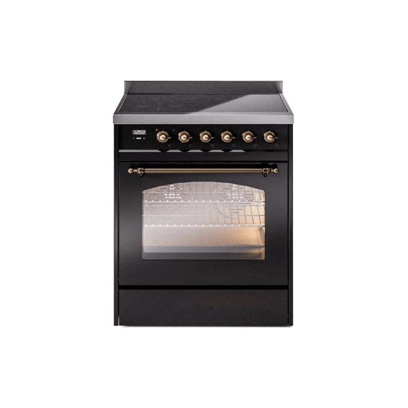 ILVE 30" Nostalgie II Series Freestanding Electric Double Oven Range with 5 Elements, Triple Glass Cool Door, Convection Oven, TFT Oven Control Display and Child Lock UPI304NMP