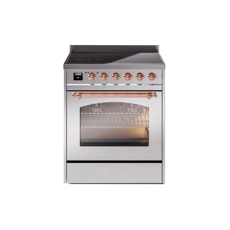 ILVE 30" Nostalgie II Series Freestanding Electric Double Oven Range with 5 Elements, Triple Glass Cool Door, Convection Oven, TFT Oven Control Display and Child Lock UPI304NMP