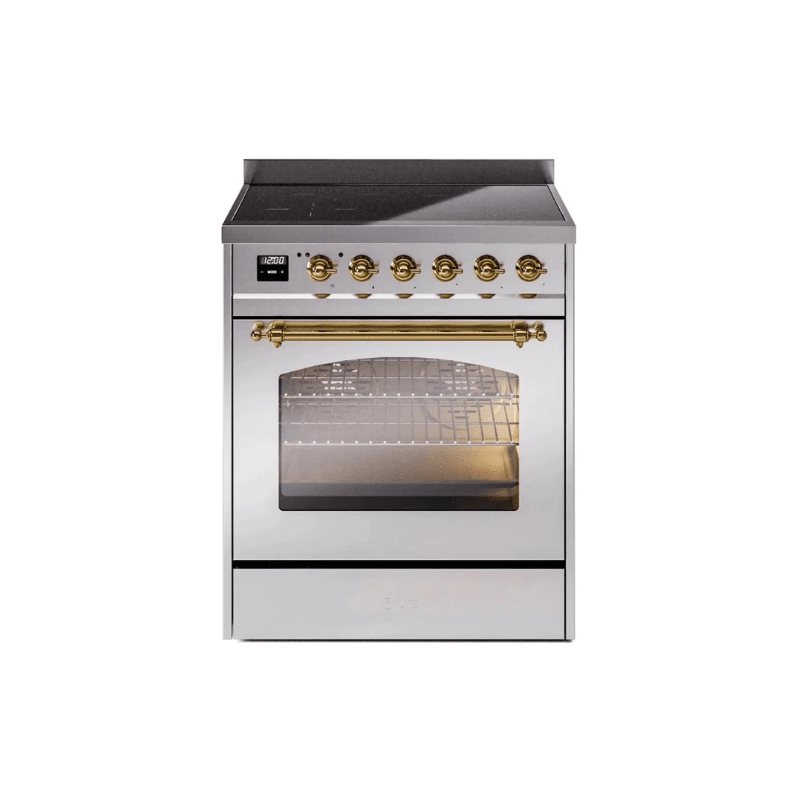 ILVE 30" Nostalgie II Series Freestanding Electric Double Oven Range with 5 Elements, Triple Glass Cool Door, Convection Oven, TFT Oven Control Display and Child Lock UPI304NMP