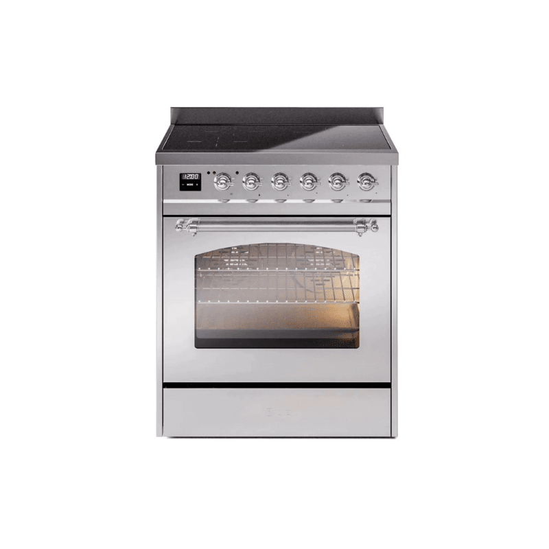 ILVE 30" Nostalgie II Series Freestanding Electric Double Oven Range with 5 Elements, Triple Glass Cool Door, Convection Oven, TFT Oven Control Display and Child Lock UPI304NMP