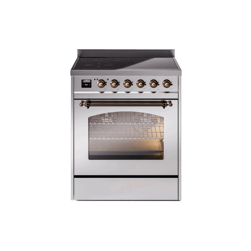 ILVE 30" Nostalgie II Series Freestanding Electric Double Oven Range with 5 Elements, Triple Glass Cool Door, Convection Oven, TFT Oven Control Display and Child Lock UPI304NMP